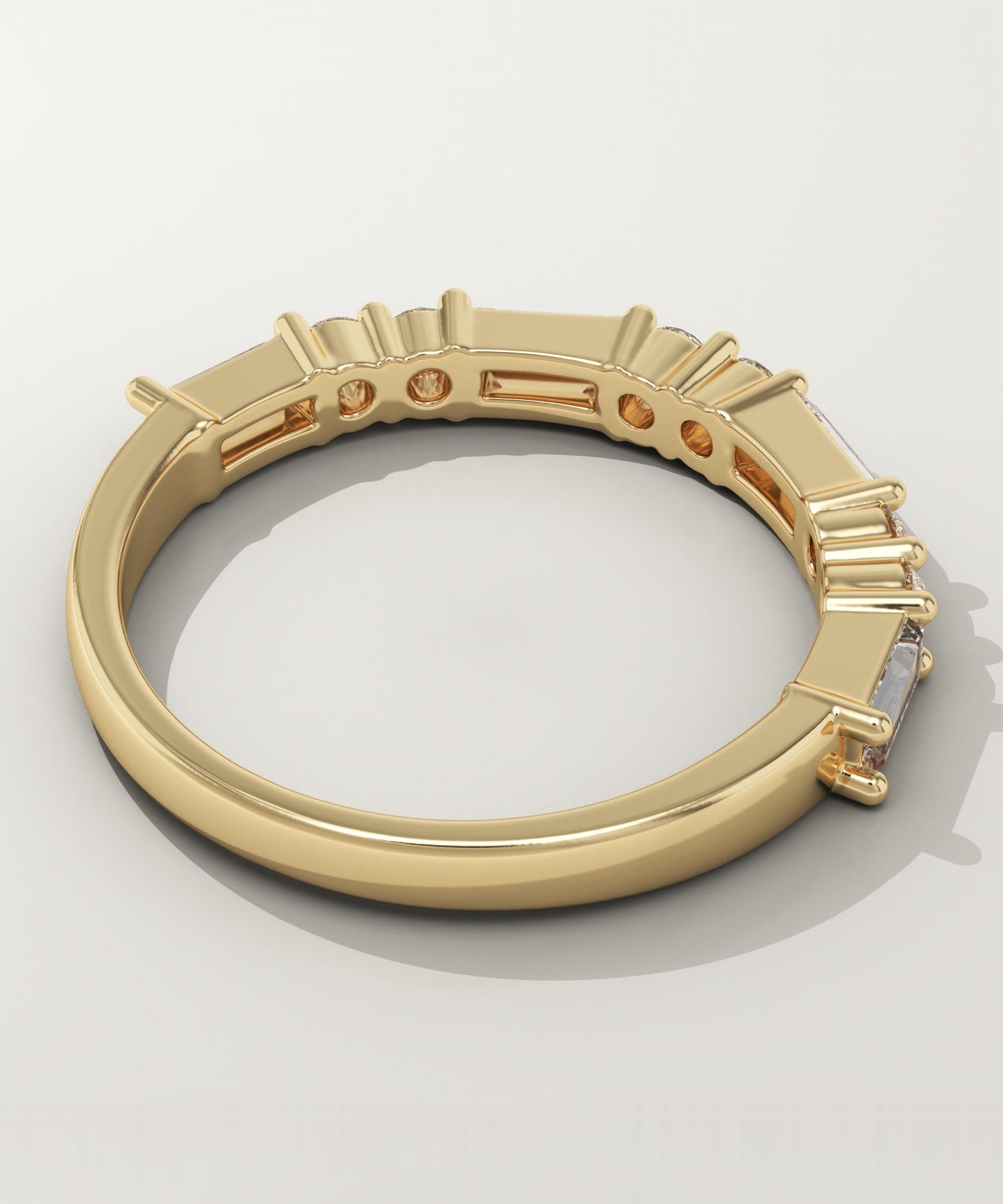 0.7 TCW Baguette & Round Lab-Grown Diamond Half Eternity Wedding Band