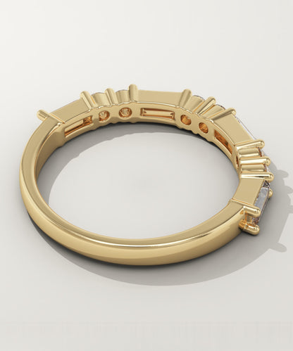 0.7 TCW Baguette & Round Lab-Grown Diamond Half Eternity Wedding Band