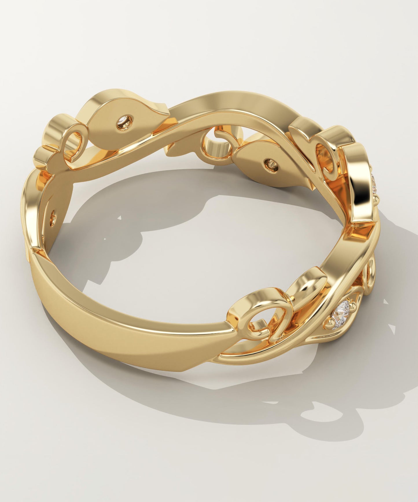 0.11 TCW Round Lab-Grown Diamond Twig Wedding Band