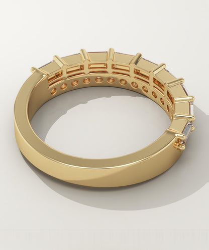0.67 TCW Baguette & Round Lab-Grown Diamond Half Eternity Wedding Band