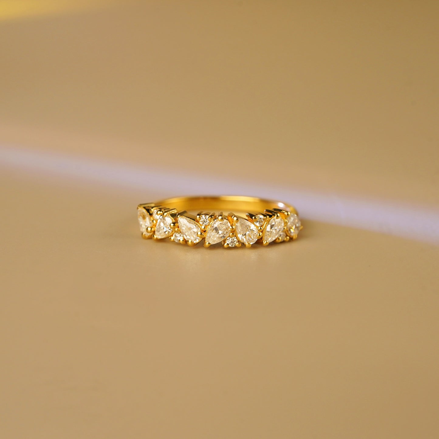 0.73 TCW Pear & Round Lab-Grown Diamond Half Eternity Wedding Band