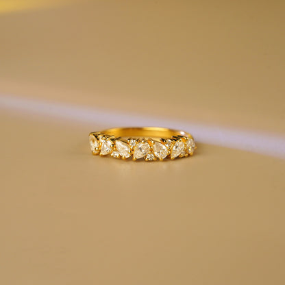 0.73 TCW Pear & Round Lab-Grown Diamond Half Eternity Wedding Band