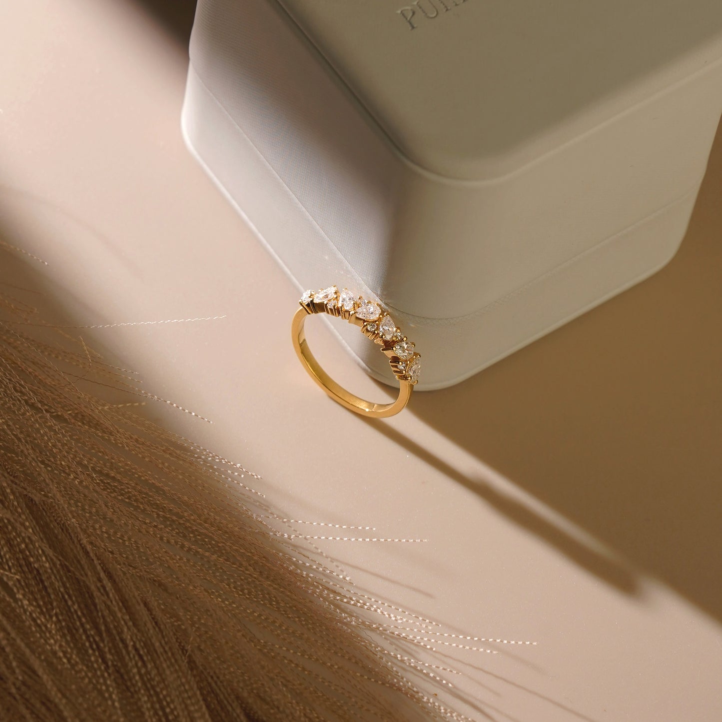 0.73 TCW Pear & Round Lab-Grown Diamond Half Eternity Wedding Band