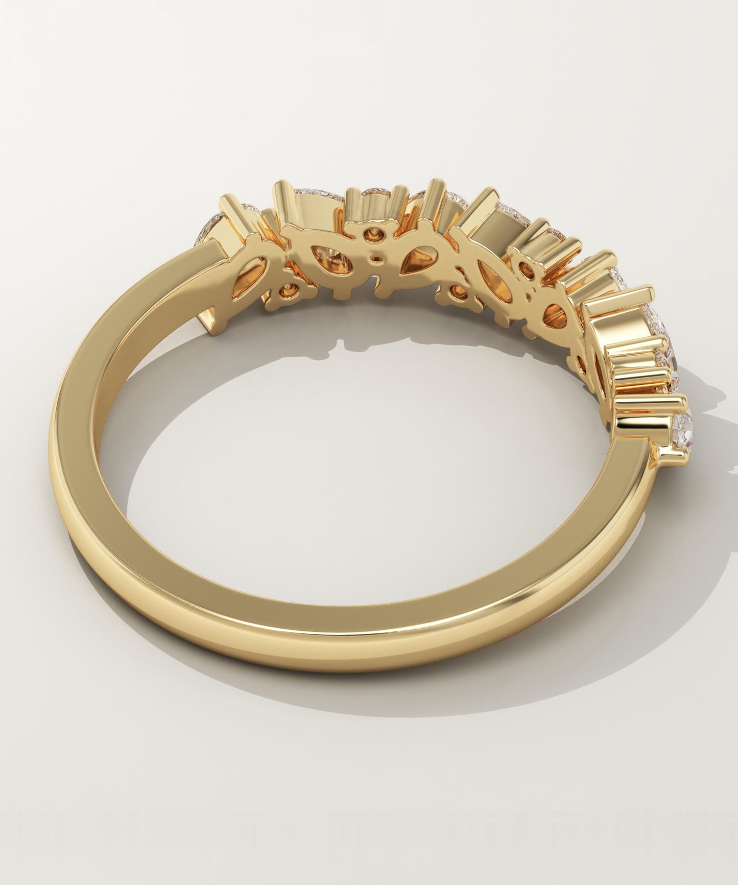 0.73 TCW Pear & Round Lab-Grown Diamond Half Eternity Wedding Band