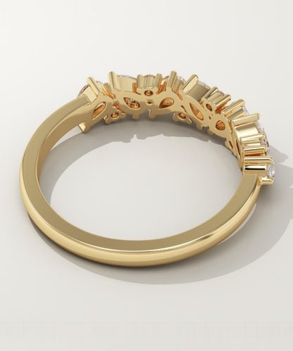 0.73 TCW Pear & Round Lab-Grown Diamond Half Eternity Wedding Band