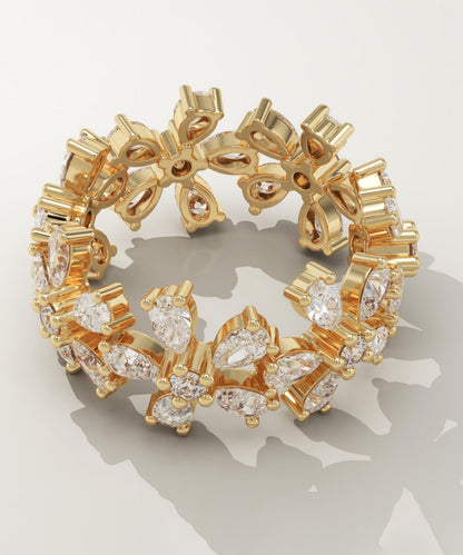 3.55 TCW Pear & Round Lab-Grown Diamond Full Eternity Wedding Band