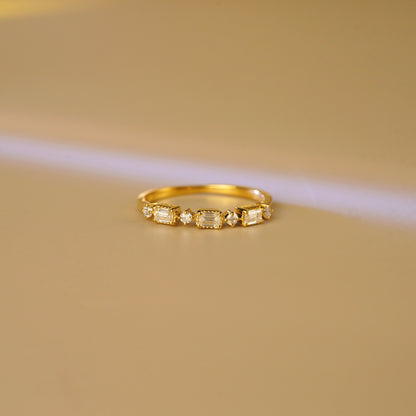 0.31 TCW Baguette & Round Lab-Grown Diamond Half Eternity Wedding Band