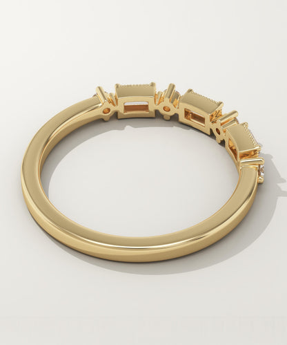 0.31 TCW Baguette & Round Lab-Grown Diamond Half Eternity Wedding Band