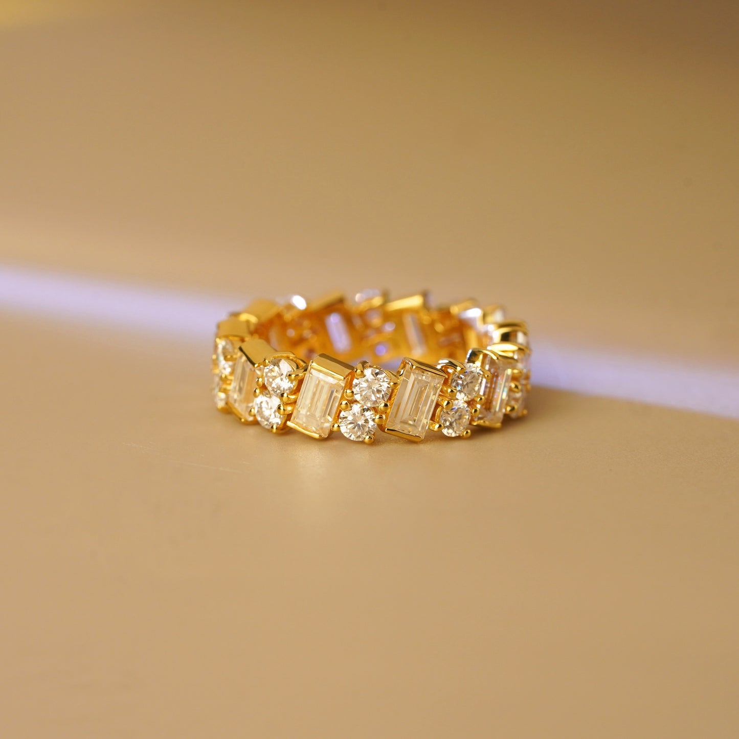 4.69 TCW Baguette & Round Lab-Grown Diamond Full Eternity Wedding Band