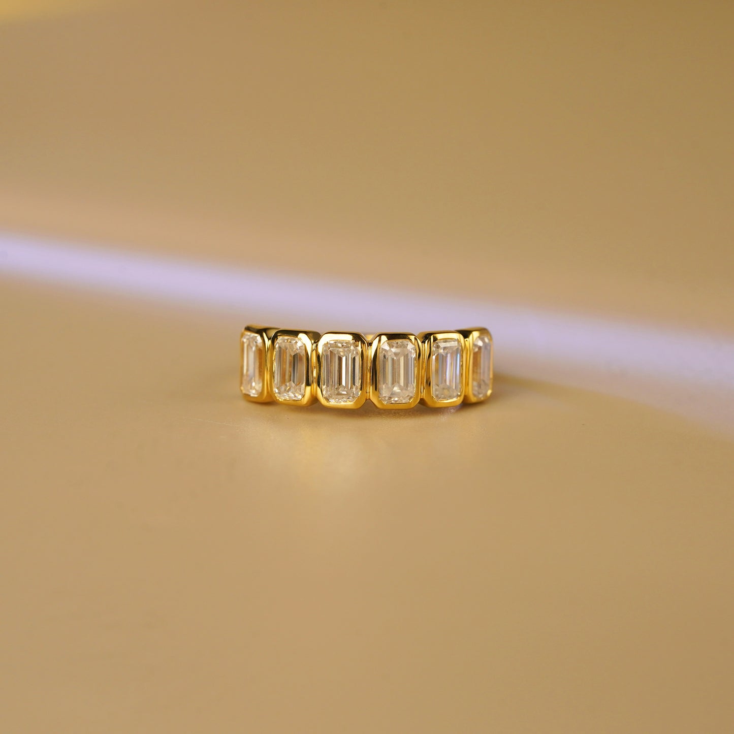 1.56 TCW Emerald Lab-Grown Diamond Half Eternity Wedding Band