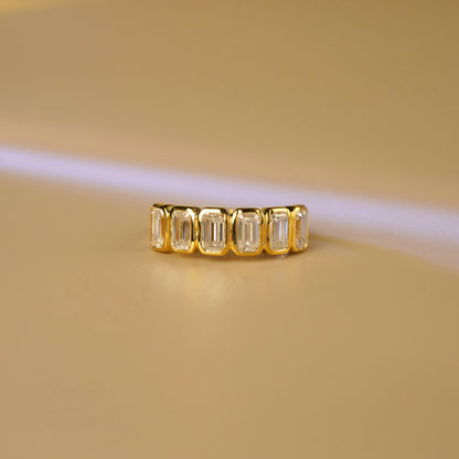 1.56 TCW Emerald Lab-Grown Diamond Half Eternity Wedding Band