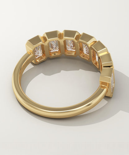 1.56 TCW Emerald Lab-Grown Diamond Half Eternity Wedding Band