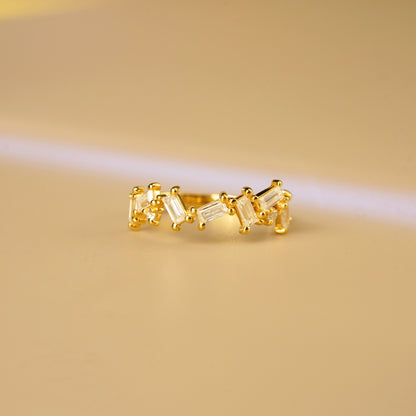 0.804 TCW Baguette & Round Lab-Grown Diamond Half Eternity Wedding Band