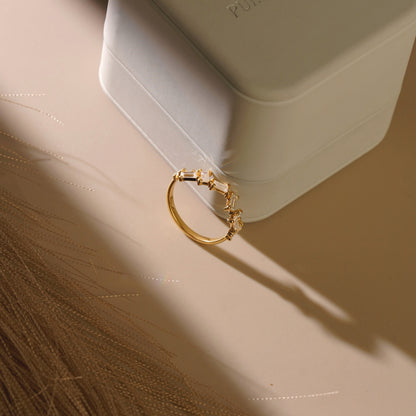 0.804 TCW Baguette & Round Lab-Grown Diamond Half Eternity Wedding Band