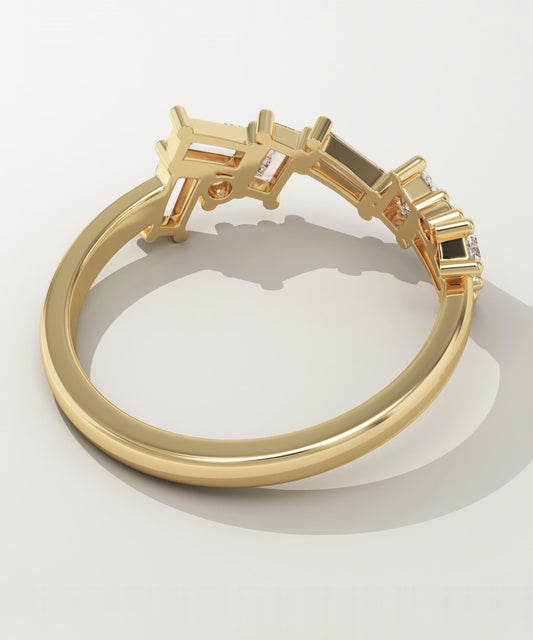 0.804 TCW Baguette & Round Lab-Grown Diamond Half Eternity Wedding Band