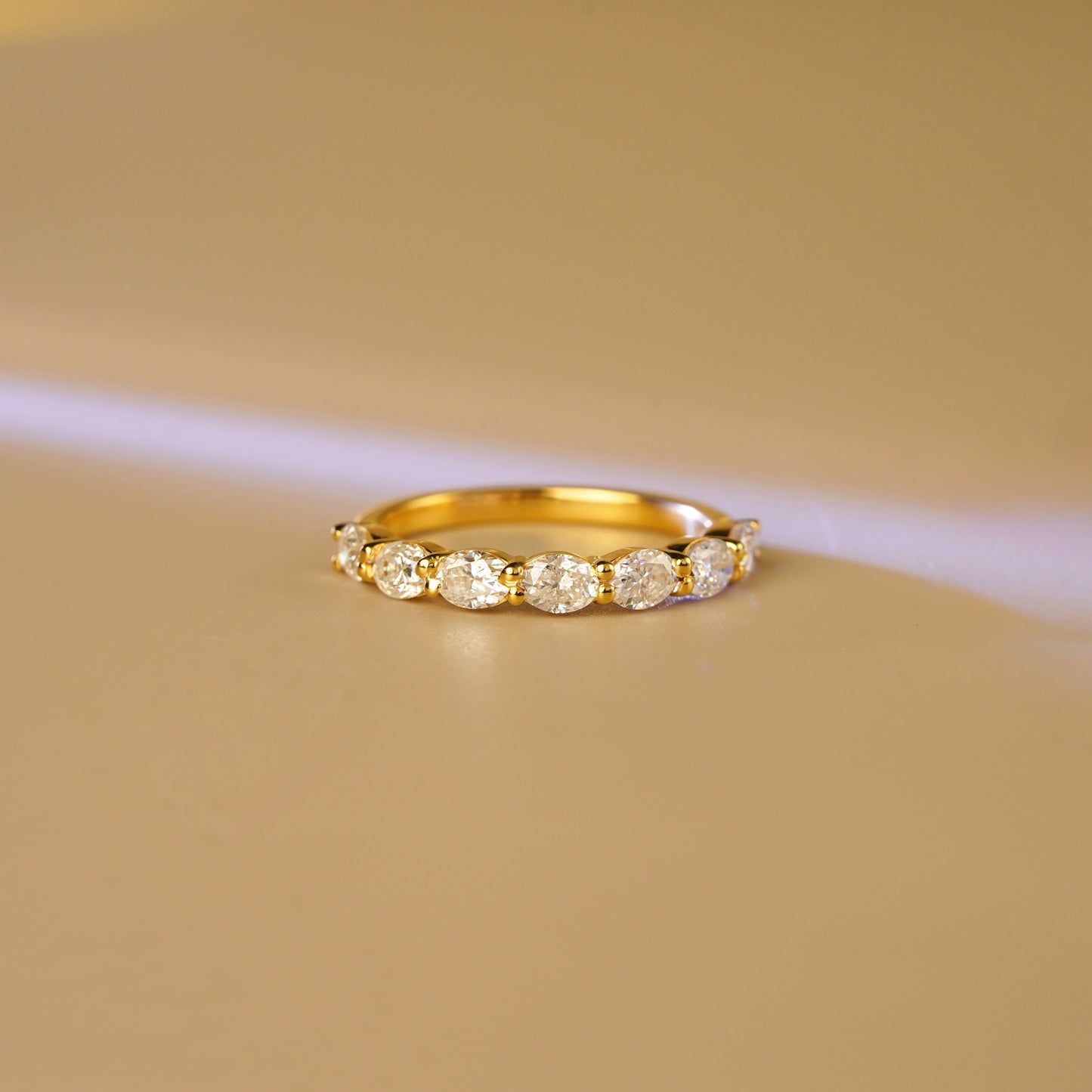 1.18 TCW Oval Lab-Grown Diamond Half Eternity Wedding Band