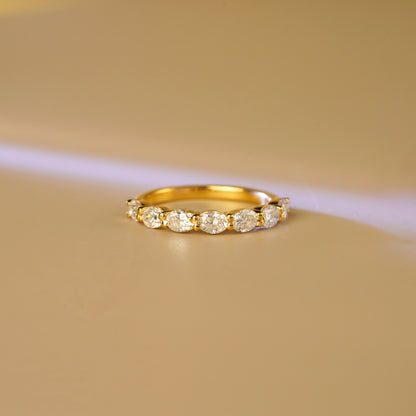 1.18 TCW Oval Lab-Grown Diamond Half Eternity Wedding Band