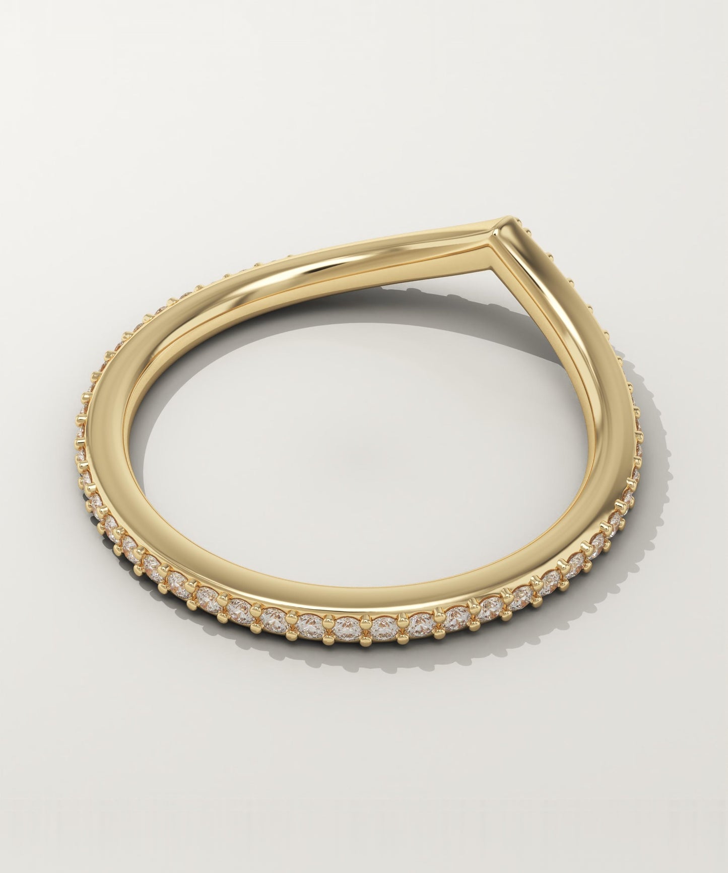 0.62 TCW Round Lab-Grown Diamond Curved Wedding Band