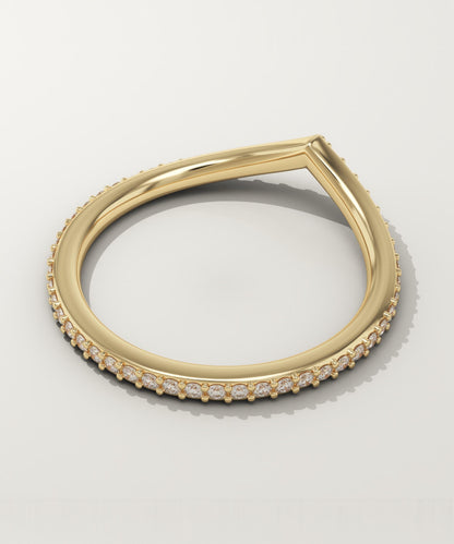 0.62 TCW Round Lab-Grown Diamond Curved Wedding Band