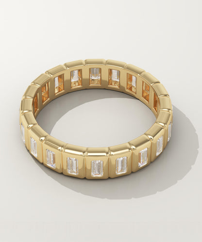 0.8 TCW Baguette Lab-Grown Diamond Full Eternity Bezel Wedding Band