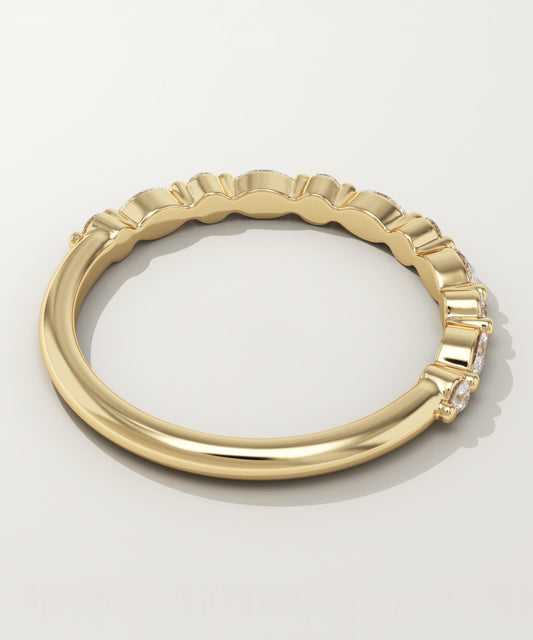 0.32 TCW Round & Marquise Lab-Grown Diamond Half Eternity Wedding Band