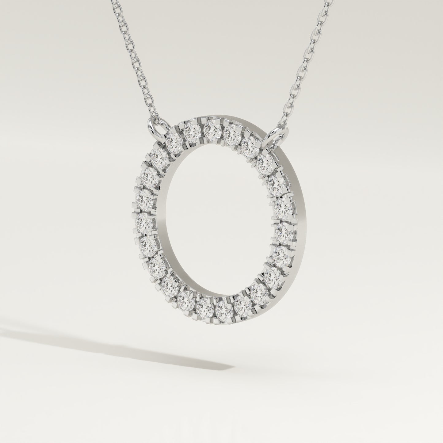 0.50 TCW Round Lab-Grown Diamond Circle Charm Necklace