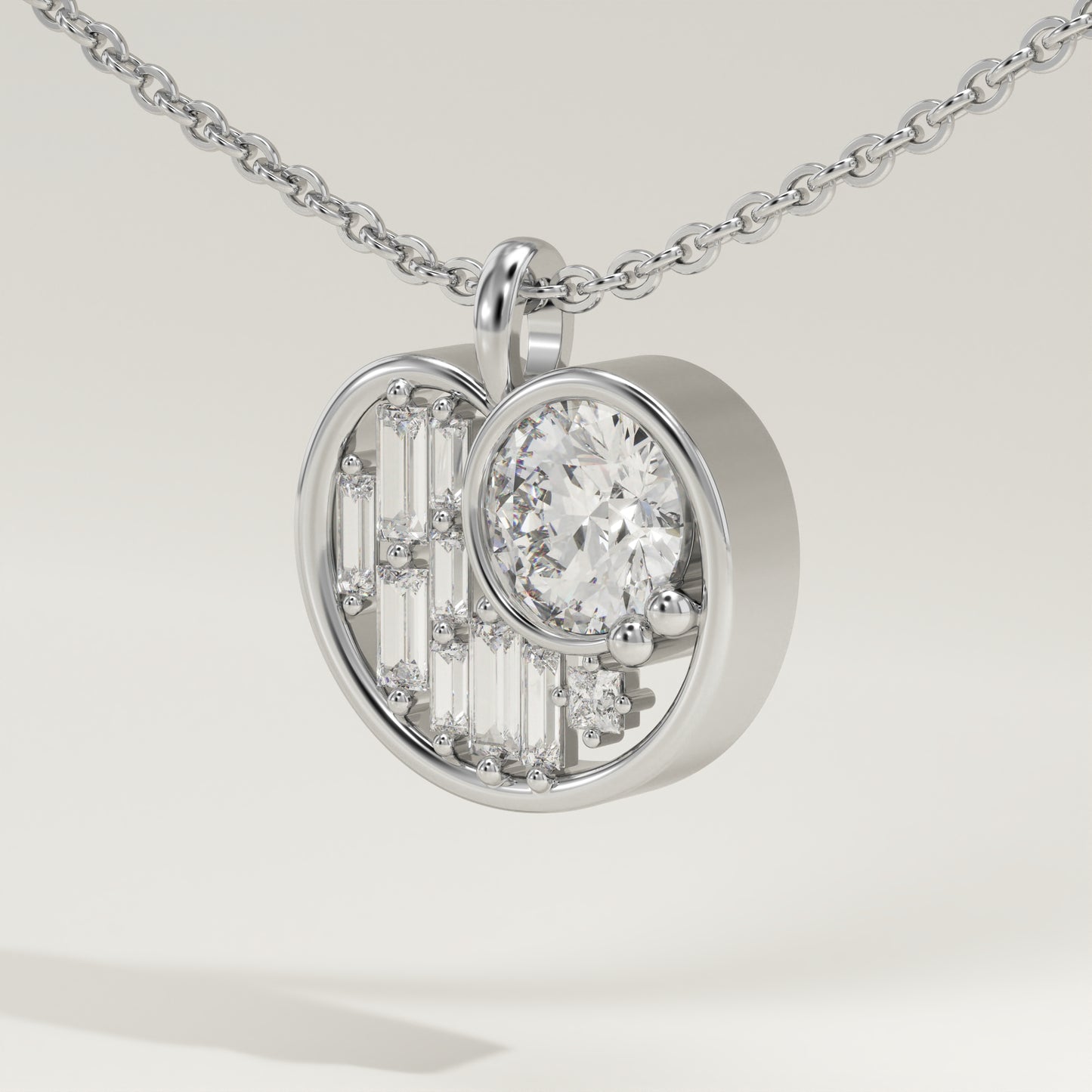 2.14 TCW Round & Baguette Lab-Grown Diamond Multi Stone Charm Necklace
