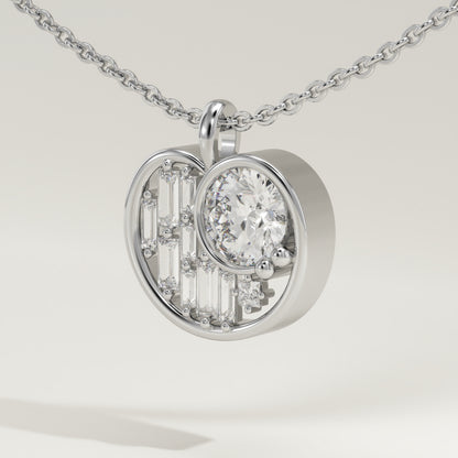 2.14 TCW Round & Baguette Lab-Grown Diamond Multi Stone Charm Necklace