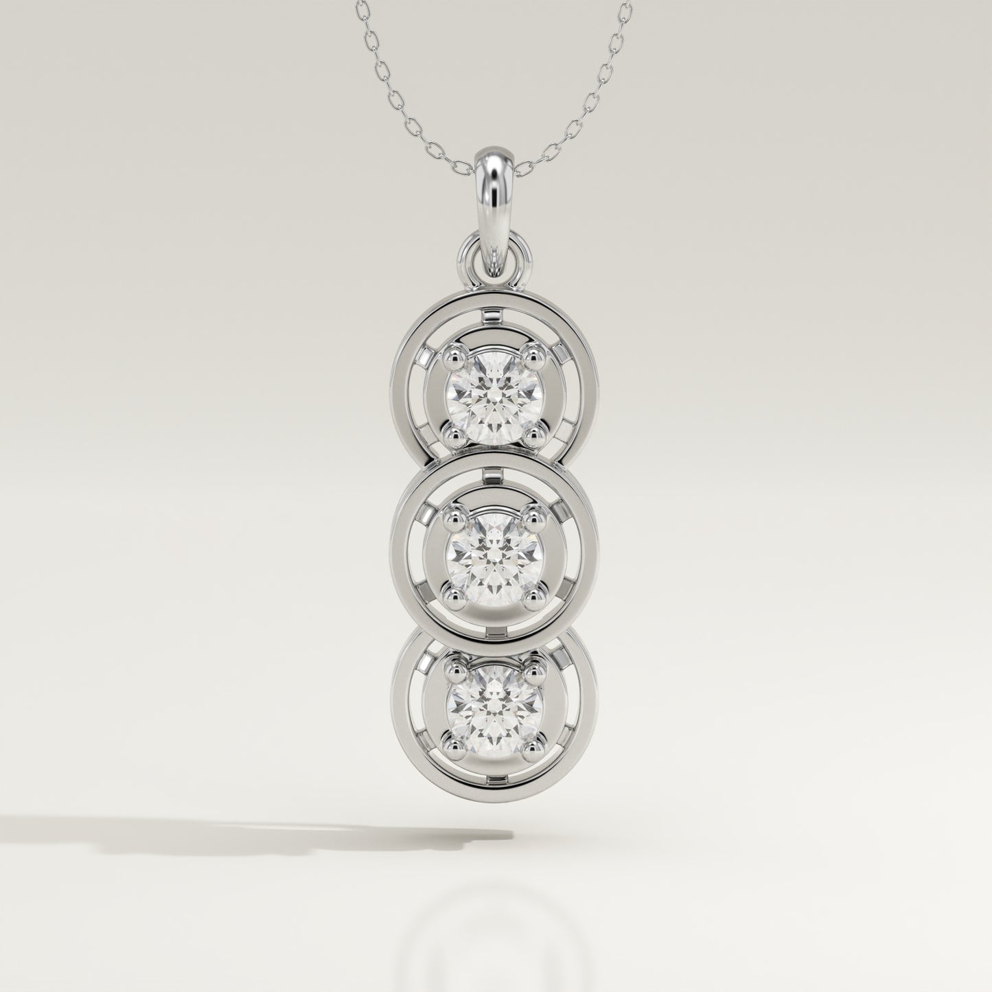 1.22 TCW Round Lab-Grown Diamond Three Stone Charm Necklace