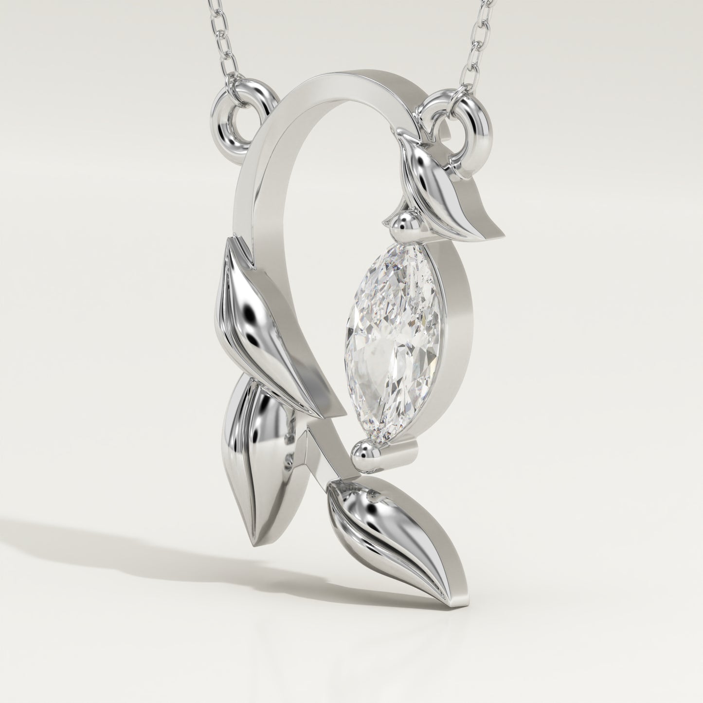 0.42 CT Marquise Lab-Grown Diamond Nature Inspired Charm Necklace