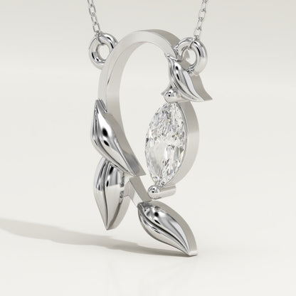 0.42 CT Marquise Lab-Grown Diamond Nature Inspired Charm Necklace