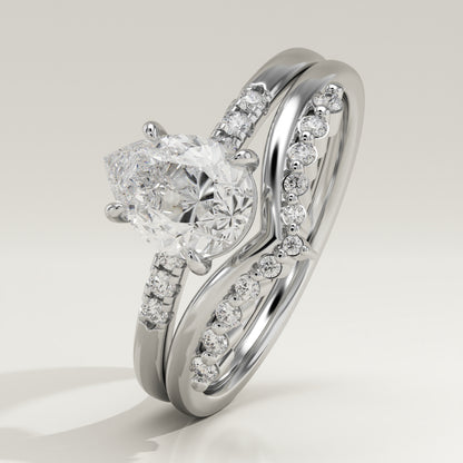 1 CT Pear Cut Moissanite Pave Bridal Set (US Size 7 Ready To Ship)