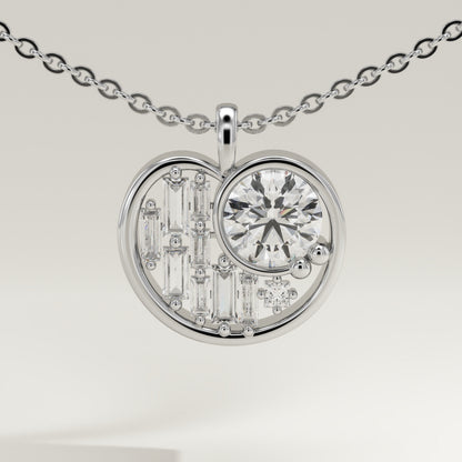 2.14 TCW Round & Baguette Lab-Grown Diamond Multi Stone Charm Necklace