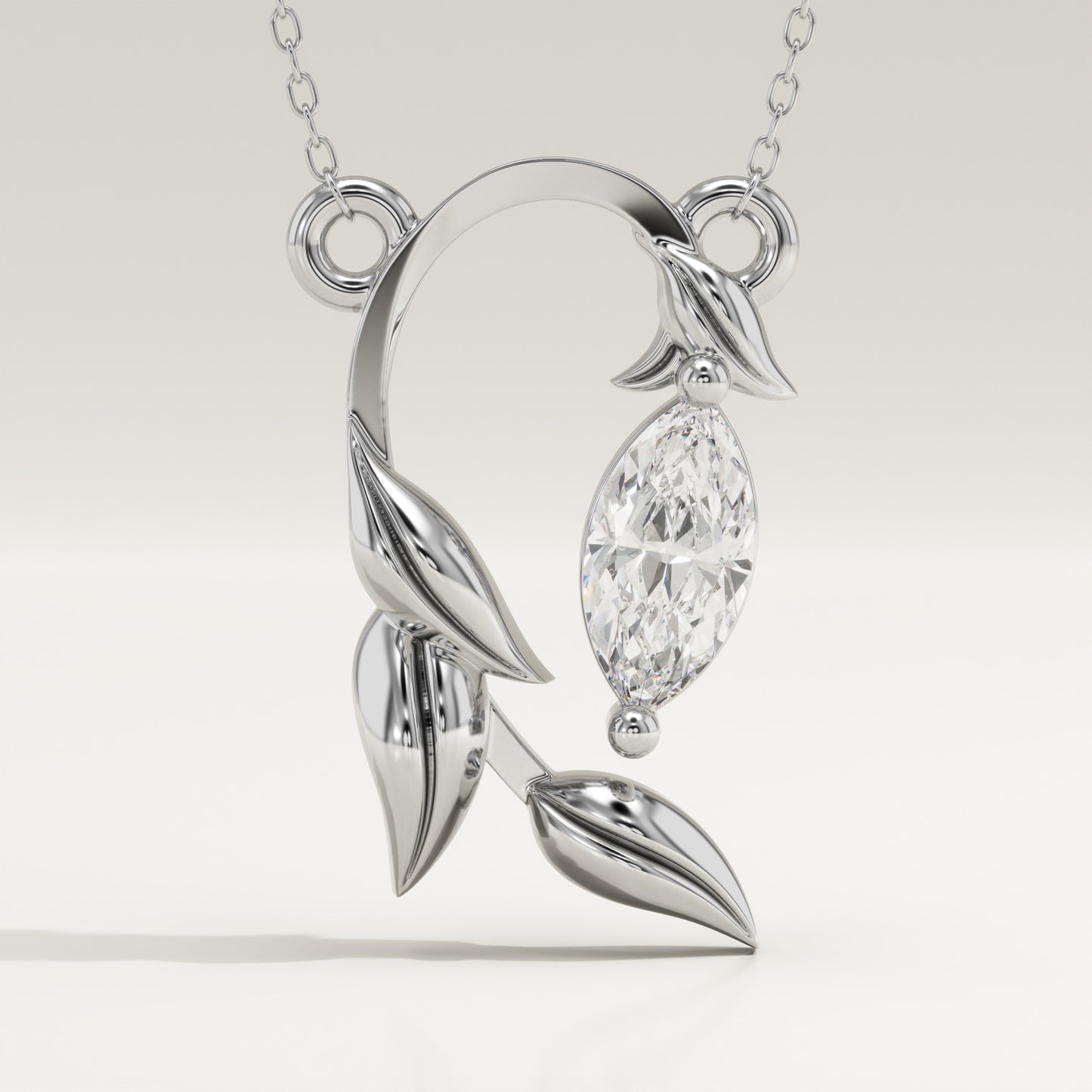 0.42 CT Marquise Lab-Grown Diamond Nature Inspired Charm Necklace