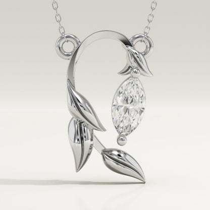 0.42 CT Marquise Lab-Grown Diamond Nature Inspired Charm Necklace