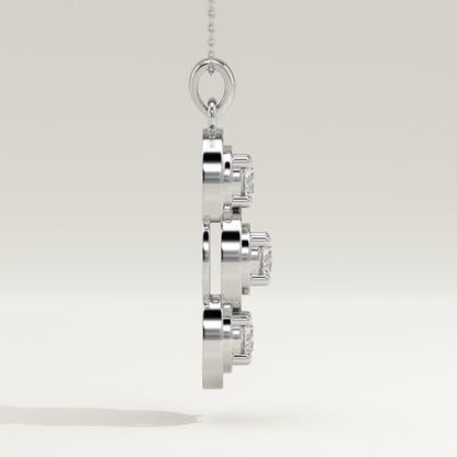 1.22 TCW Round Lab-Grown Diamond Three Stone Charm Necklace