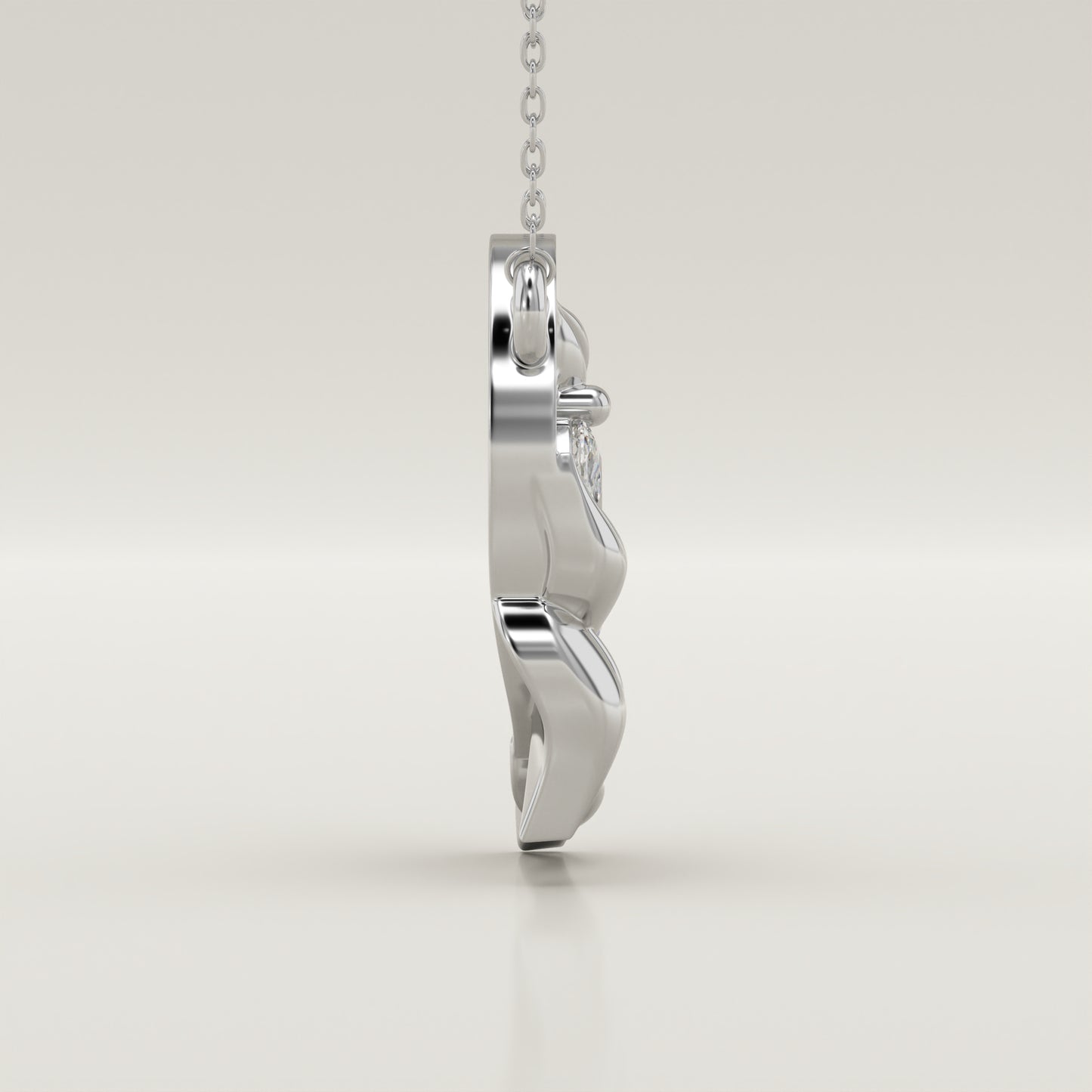 0.42 CT Marquise Lab-Grown Diamond Nature Inspired Charm Necklace