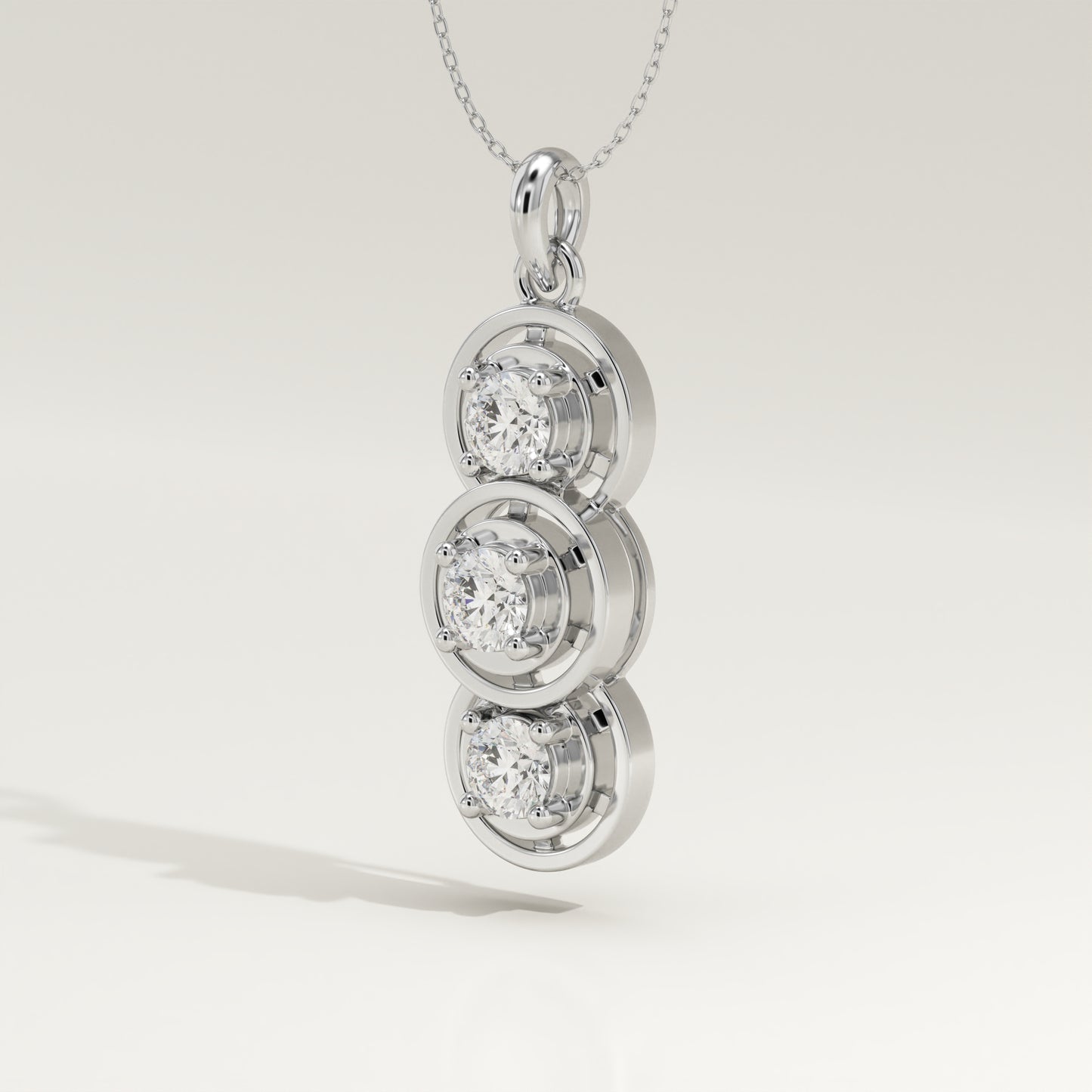 1.22 TCW Round Lab-Grown Diamond Three Stone Charm Necklace