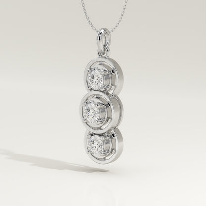 1.22 TCW Round Lab-Grown Diamond Three Stone Charm Necklace