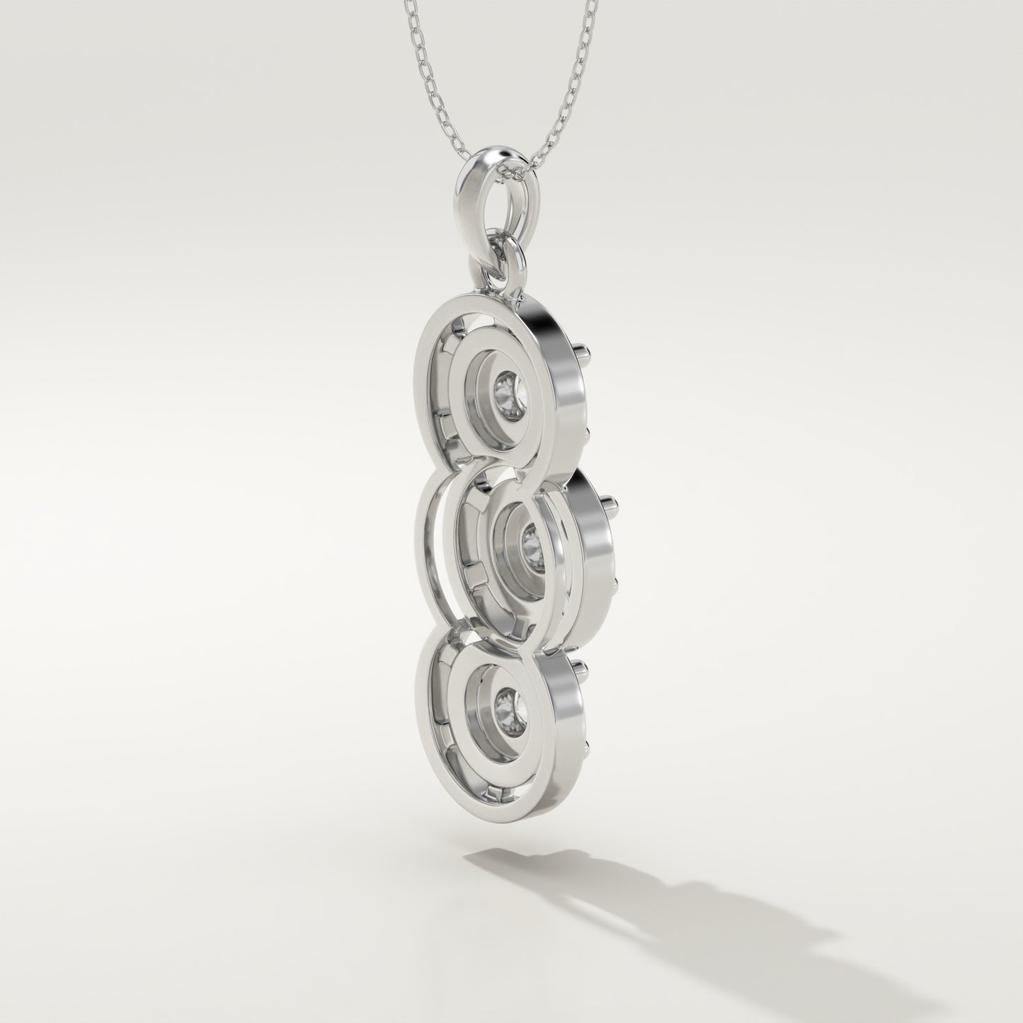 1.22 TCW Round Lab-Grown Diamond Three Stone Charm Necklace