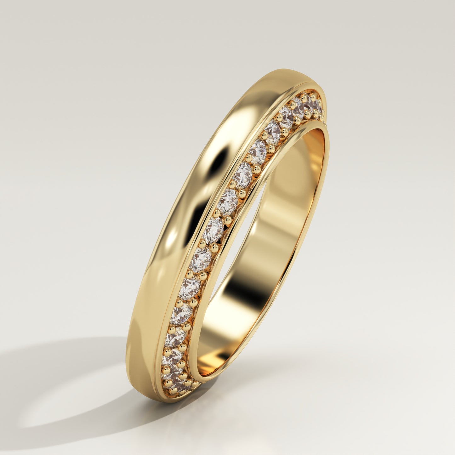 0.012 TCW Round Lab Grown Diamond Flush Setting Wedding Band (US Size 4 Ready To Ship)