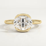 2.0 CT East West Oval Cut Half Bezel Lab-Grown Diamond Engagement Ring