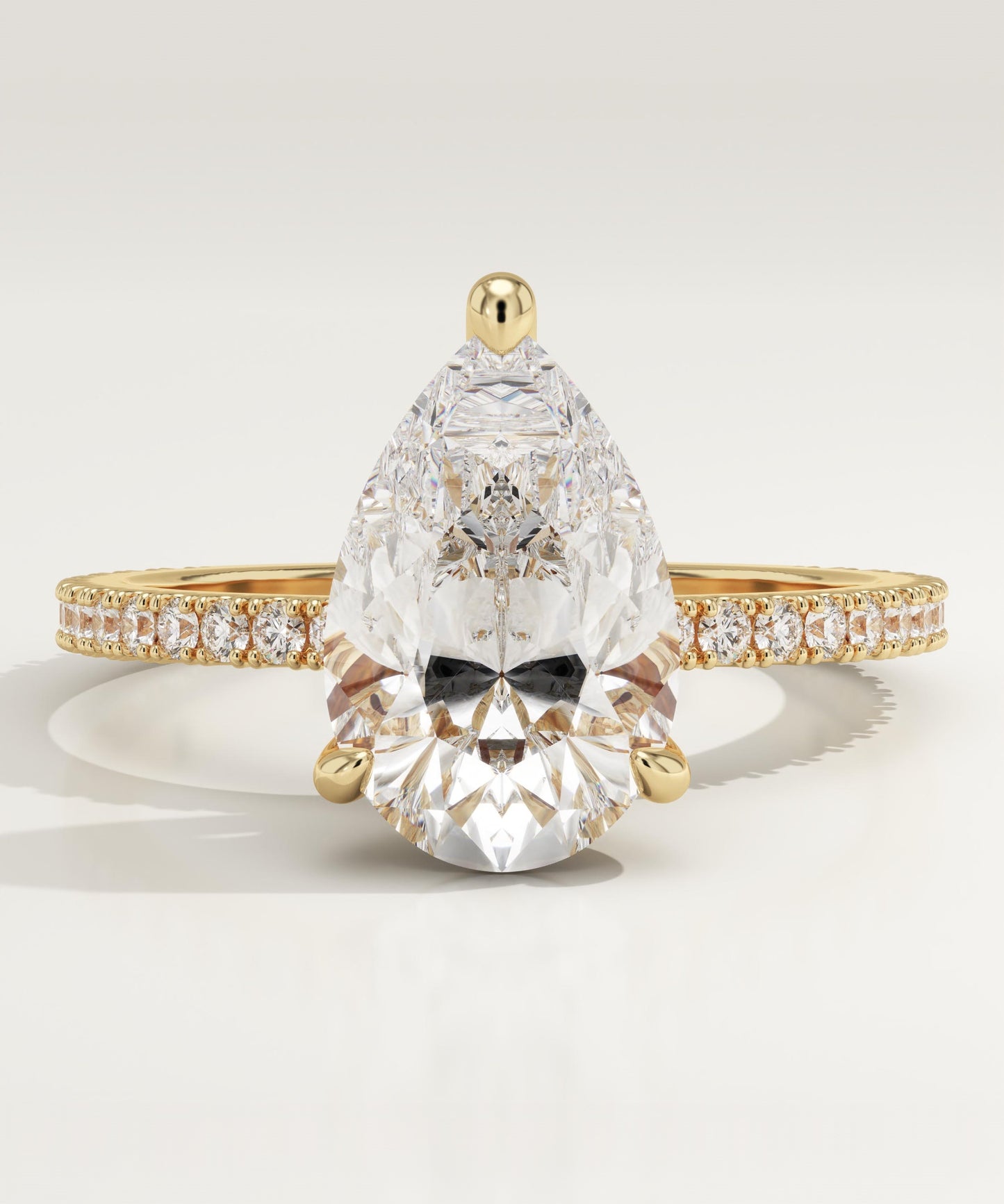 Pear Cut Pave Lab-Grown Diamond Engagement Ring