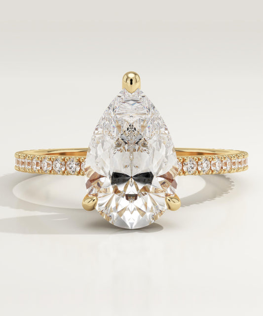 Pear Cut Pave Lab-Grown Diamond Engagement Ring
