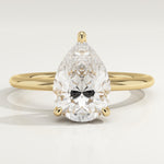 2.0 CT Pear Cut Hidden Halo Lab-Grown Diamond Engagement Ring