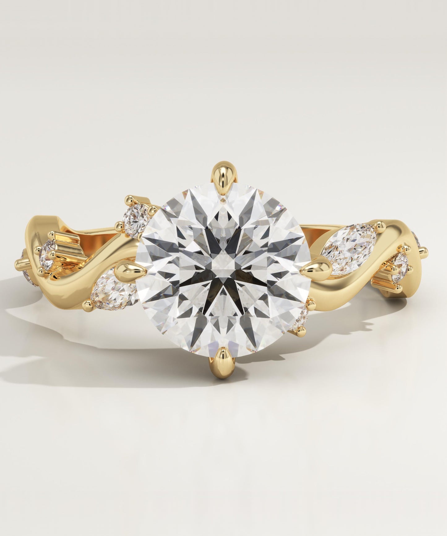 Round Cut Twig Style Lab-Grown Diamond Engagement Ring