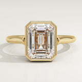 2.0 CT Emerald Cut Bezel Lab-Grown Diamond Engagement Ring