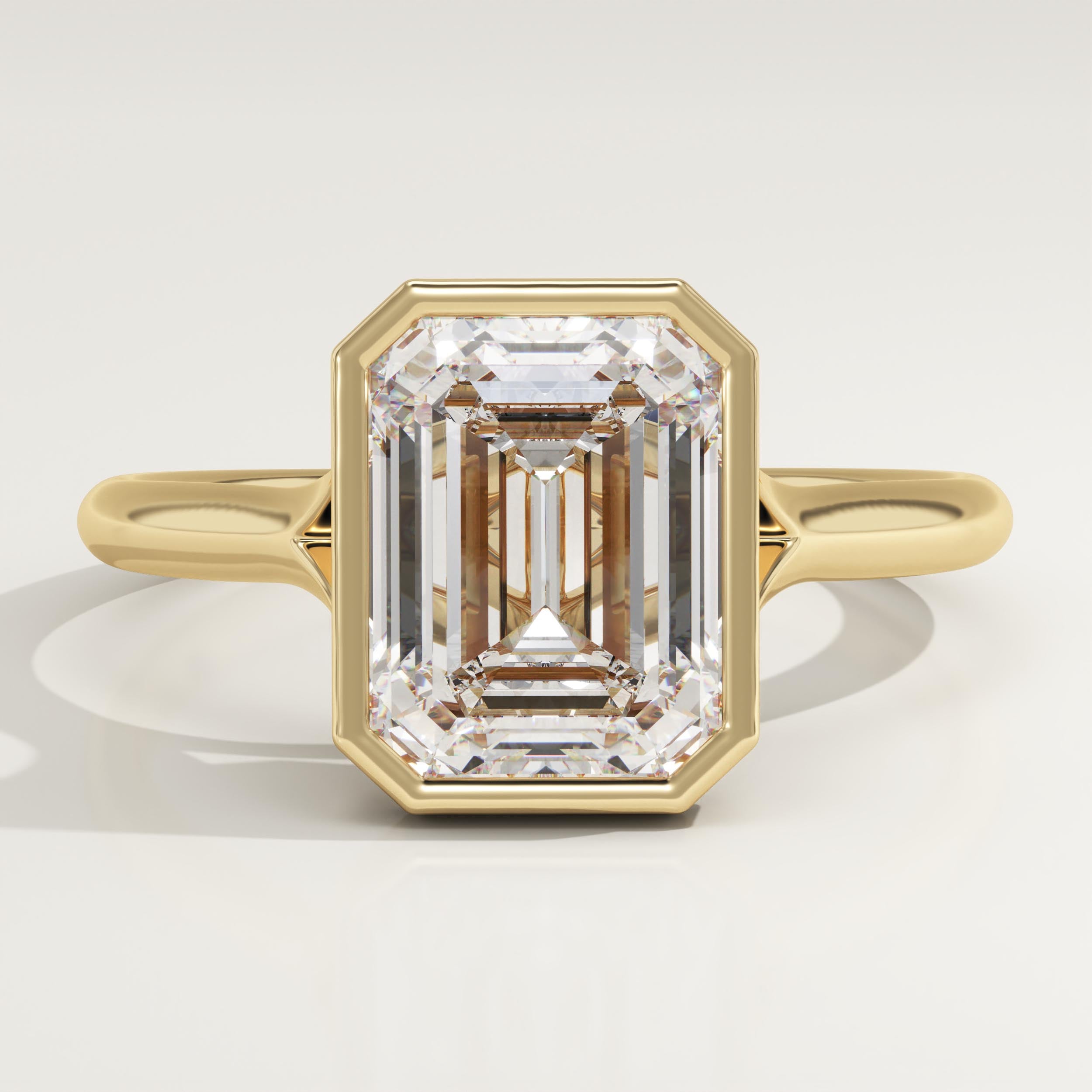 2.0 CT Emerald Cut Bezel Lab-Grown Diamond Engagement Ring