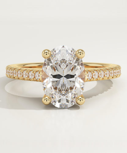 Oval Cut Pave Lab-Grown Diamond Engagement Ring