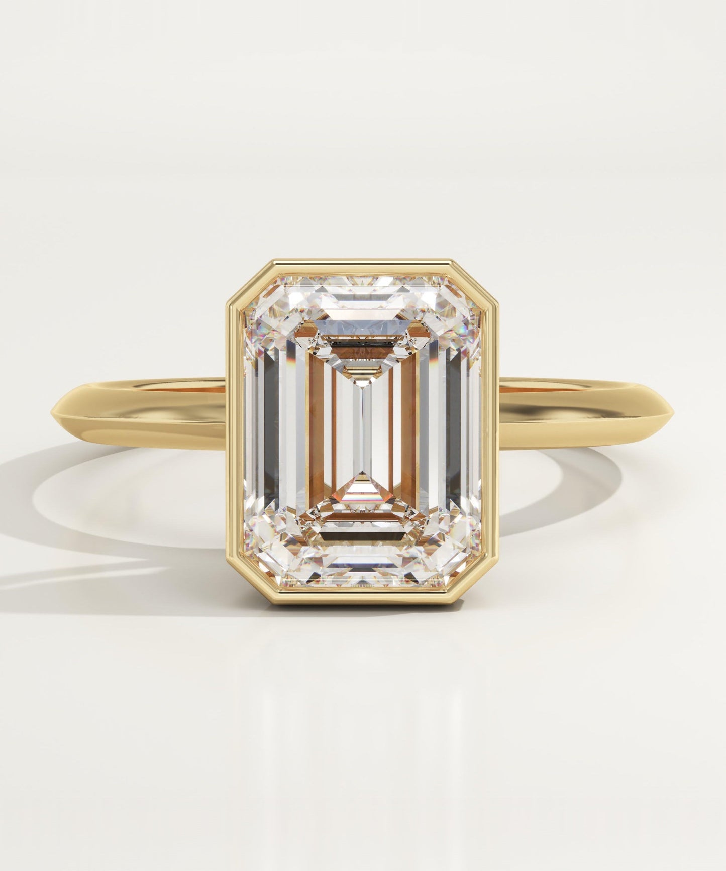 2 CT Emerald Cut Solitaire Bezel Moissanite Engagement Ring